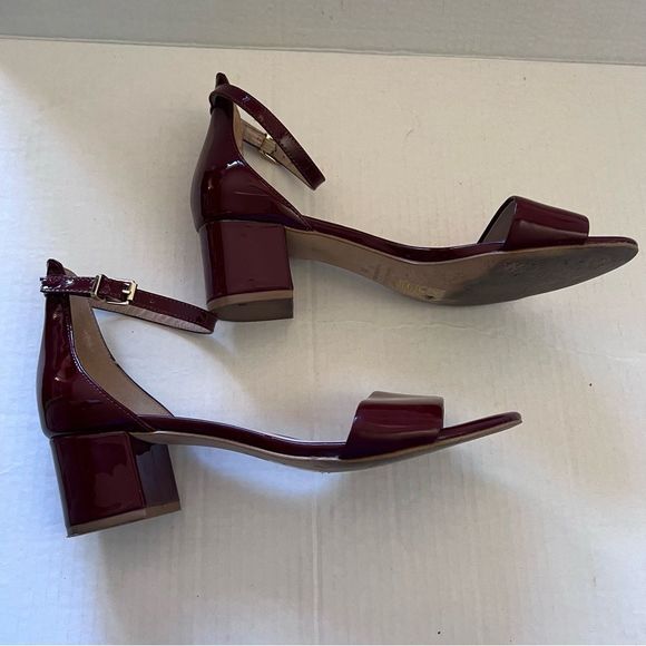 Free People Burgundy Red Patent Leather Ankle Strap Block Heels size 9 - Picture 7 of 12